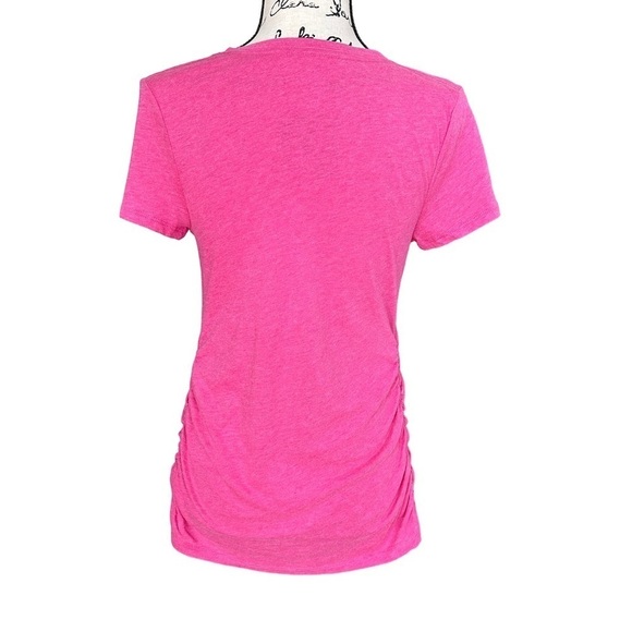 Isabel Maternity Pink V-Neck Short Sleeve Top with Ruched Sides Size XS - Picture 3 of 5